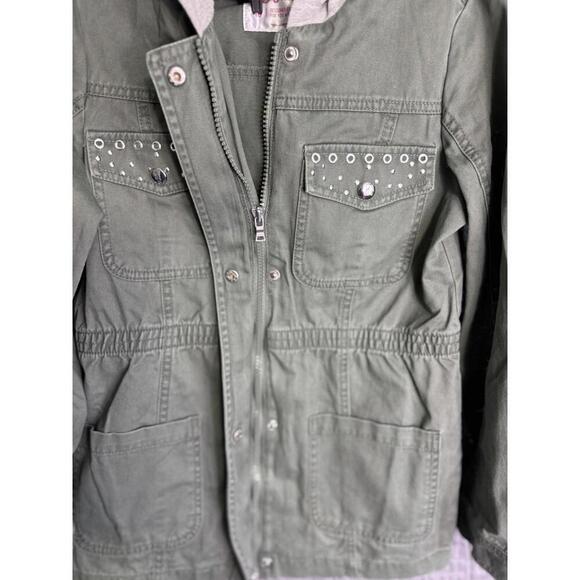 Justice Jacket Girls Size 10 Army Green Utility Parka Lightweight Coat - Picture 4 of 7